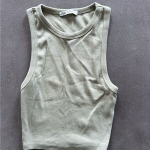 Zara Women's Sage Green Sleeveless Top